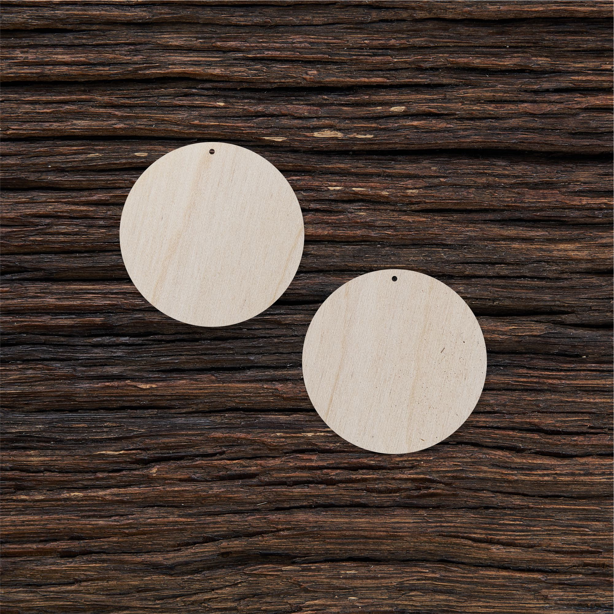 Pezzi grezzi in legno, a forma di cerchio in legno, pezzi grezzi per orecchini in legno - Set di 2 articoli - Dimensioni multiple - Pezzi grezzi per g