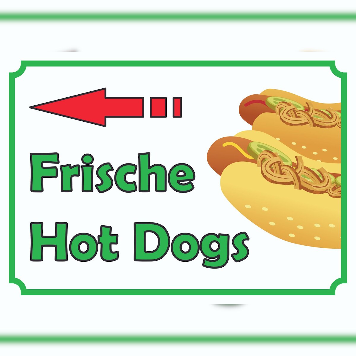 HB-Druck Frische Hot Dogs Schild mit Pfeil links A0 Rückseite selbstklebend Image