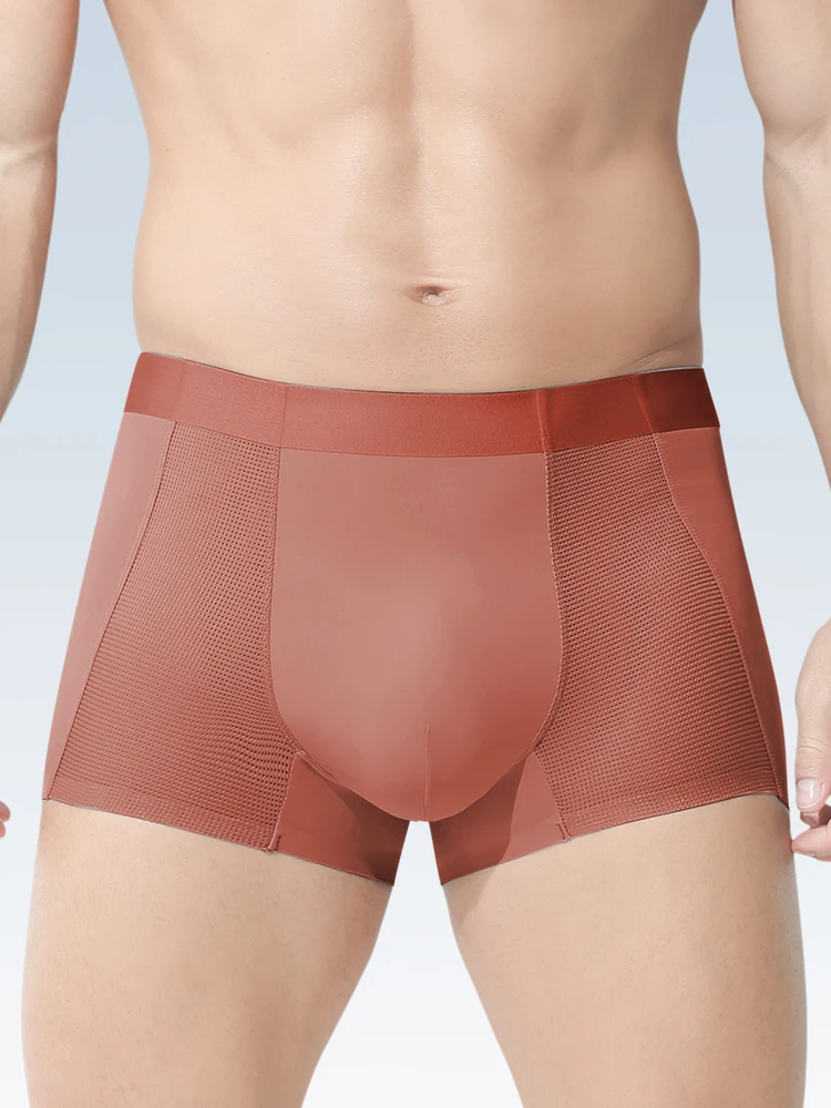 Herren-Unterwäsche aus Eisseide, atmungsaktive Mesh-Boxershorts für Herren, Sommer, dünne Sport-Boxershorts für Jungen, Kopf Image