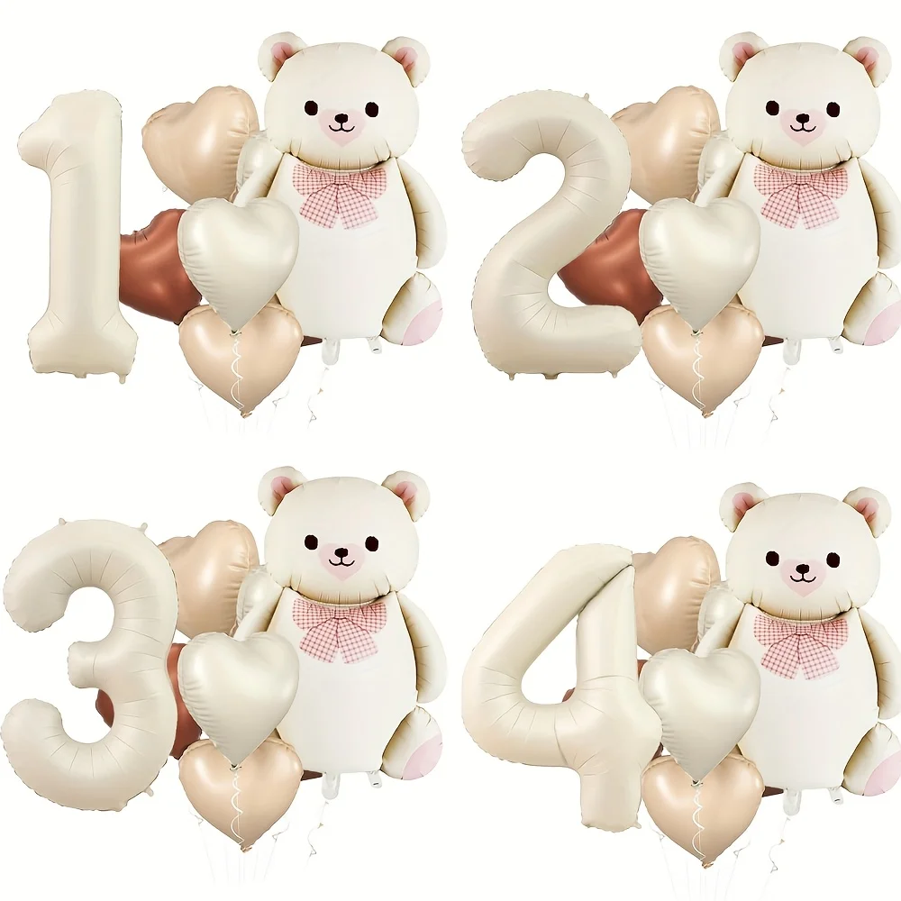 Retro Matte Bär Ballon 40 zoll Creme Digitale Herz Aluminium Film Stern Ballon Geburtstag Party Dekoration Party Foto Requisiten geschenk Image