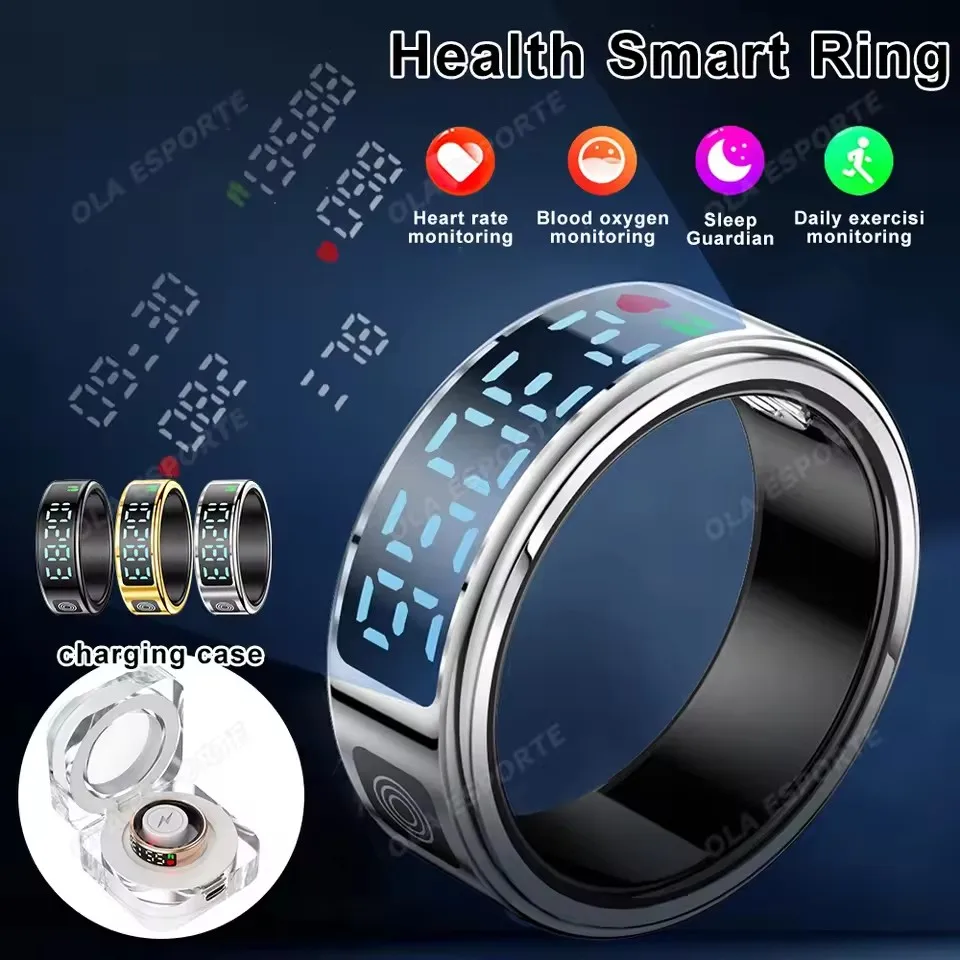 2025 neue SR08 Smart Ring Männer Frauen LED Display Bildschirm Herzfrequenz Blut Sauerstoff Überwachung 5 ATM Wasserdichte Multi Sport Modi geschenk Image