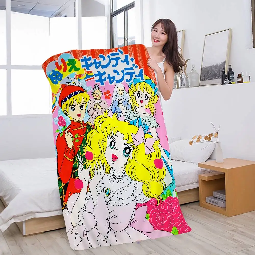 Anime Manga Candy Anime Mikrofaserdecke, schnell trocknende Strandtücher, übergroßer Druck, super saugfähige Poolhandtuchdecke Image