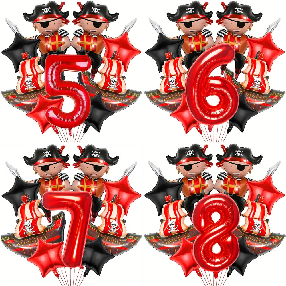 9 stücke Corsair Ballon Geburtstag Partei Liefert Piraten Schiff Folie Ballon Piraten Thema Geburtstag Party Halloween Dekoration Geschenke Image