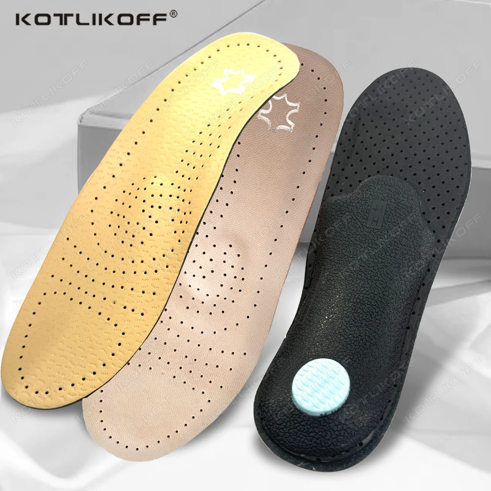 Klassische orthopädische Einlegesohle aus Leder, orthopädische Fußgewölbeunterstützung für Plattfüße, O/X-Beinkorrektur, PU-Latex, antibakteriell, Unisex-Fußpflege Image