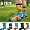 5 Paar neue Ankunfts-Anime-Frauen-Männer-Socken, lange Socken, kniehohe Cosplay-Wadensocken für Erwachsene, Persönlichkeit, Hip-Hop-Socken, Größe 36–44