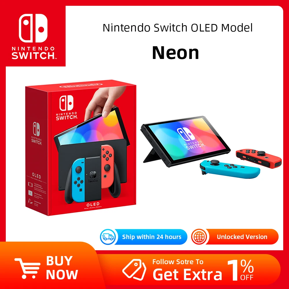 100 % Original Nintendo Switch OLED-Modell 7-Zoll-OLED-Bildschirm Weißes Set Blaues und rotes Set Videospiel