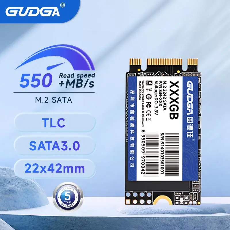 GUDGA M2 SATA 2242 SSD SATA3 128GB 256GB 512GB NGFF Interne Solid-State-Festplatten TLC für Laptop Desktop Thinkpad Image