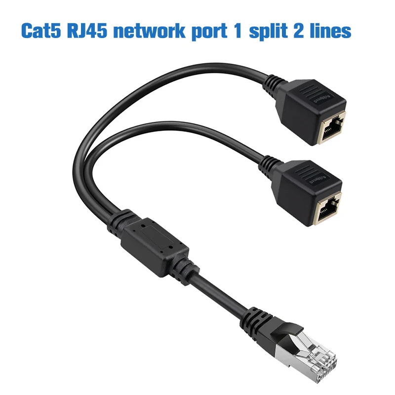NEUER RJ45-Ethernet-Splitter-Adapter, 1 Stecker auf 2 Buchsen, LAN-Netzwerk-Splitter, unterstützt Cat6-Internet-Netzwerk-Verlängerungskabel Image