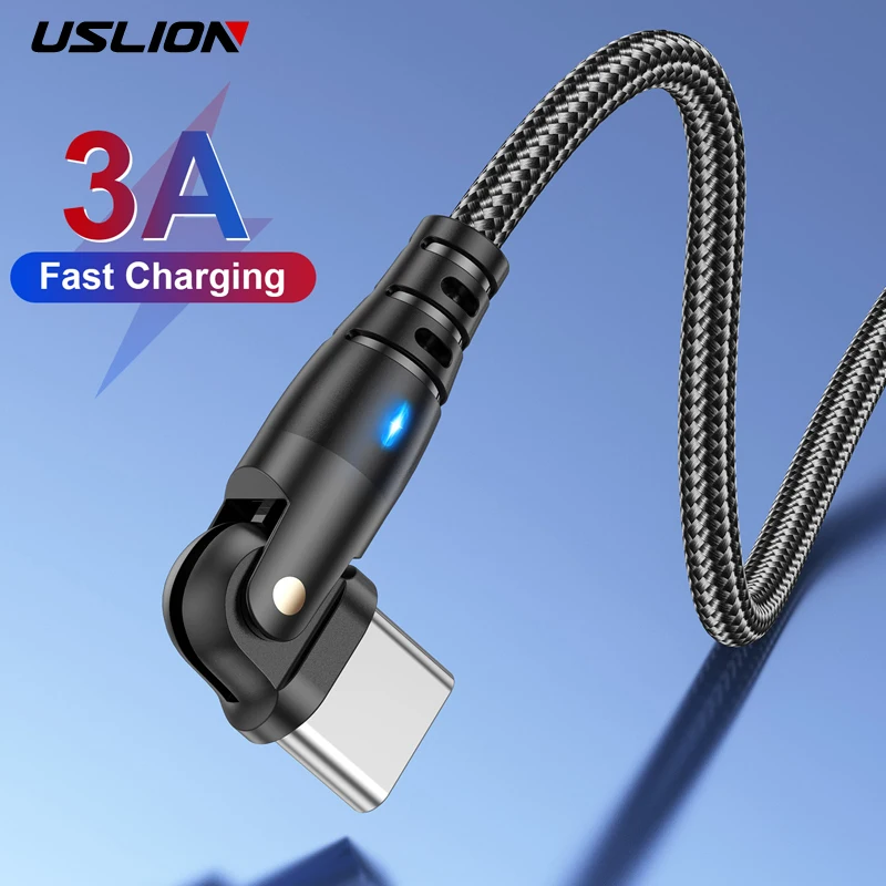 180 drehbar 3A USB Typ C Kabel Draht für iPhone Samsung Xiaomi Handy Schnellladung USB C Kabel Typ C Ladegerät Datenkabel Image