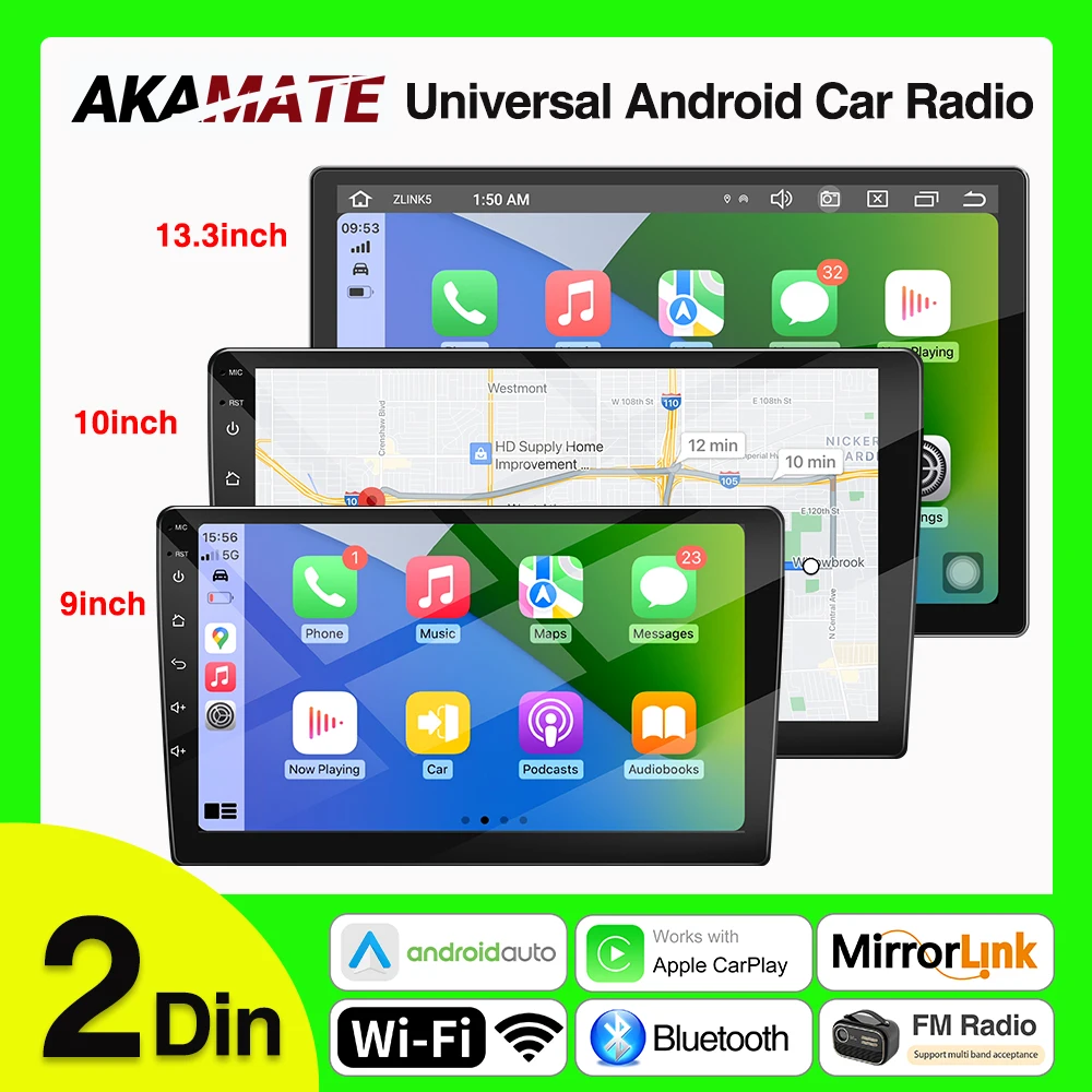 Android Auto Radio Universal Multimedia Player Drahtlose CarPlay Android Auto Bluetooth WiFi GPS Navigation 9 zoll 10 zoll 13,3 zoll Image
