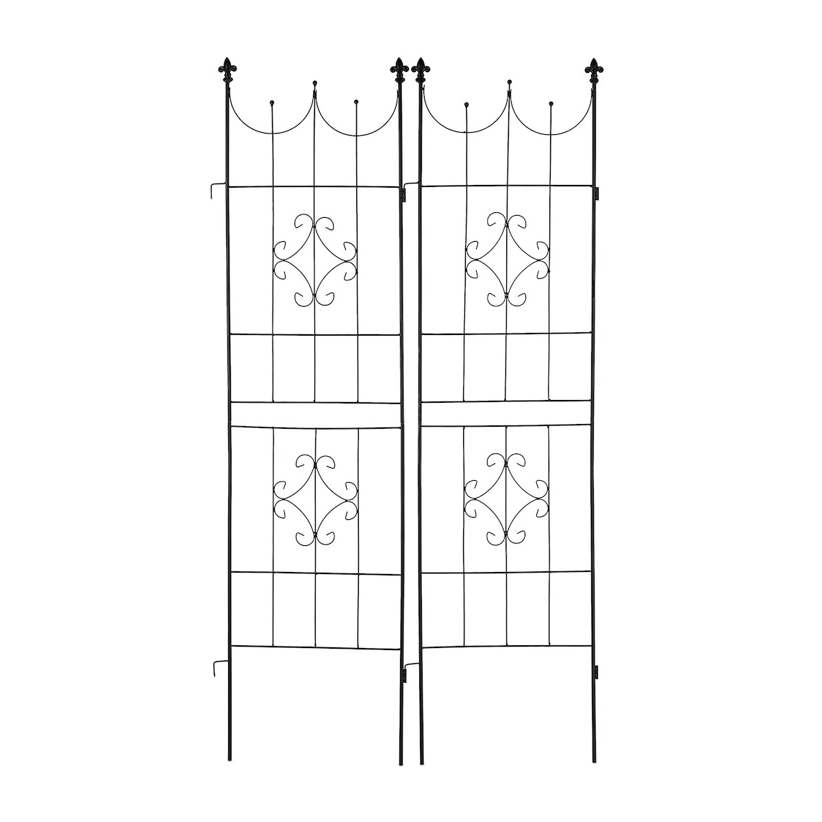 Relaxdays Rankgitter, 2er Set, HxB 183 x 46 cm, Metall, Rankhilfe für Kletterpflanzen, freistehend, zum Stecken, schwarz Image