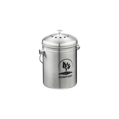 Relaxdays Komposteimer Küche, 5 l, kleiner Mülleimer, Deckel und Geruchsfilter, Abfalleimer Biomüll, Metall, silber Image