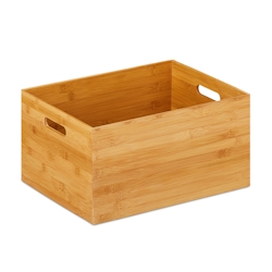 Relaxdays Aufbewahrungskiste Bambus, stabil, offen, Ordnungsbox ohne Deckel, HBT: 21 x 40 x 30 cm, Bambuskiste, natur Image