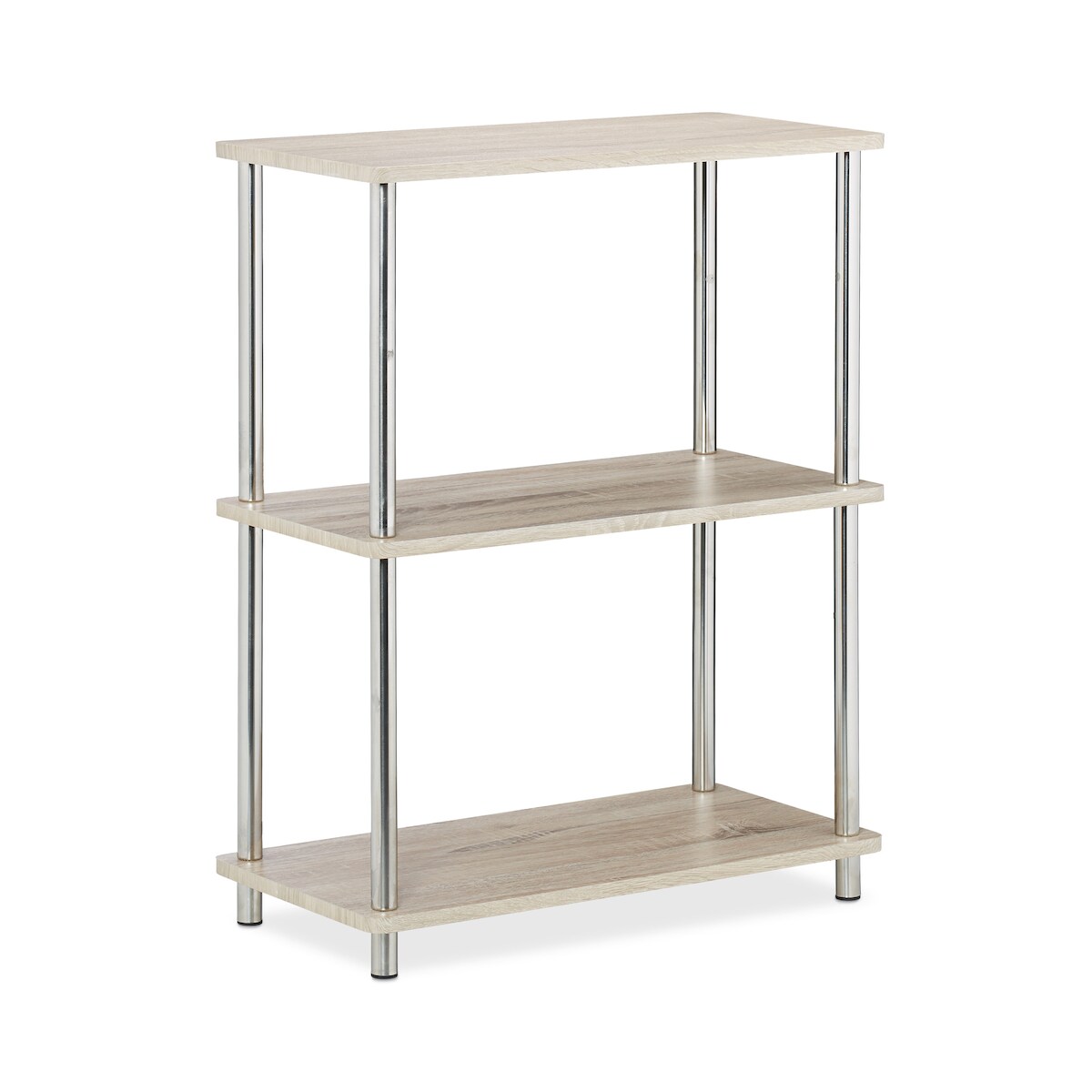 Relaxdays 3 Ebenen Regal, niedriges Küchenregal, multifunktional, offen, MDF/Metall, Standregal HBT: 76x60x30 cm, natur Image