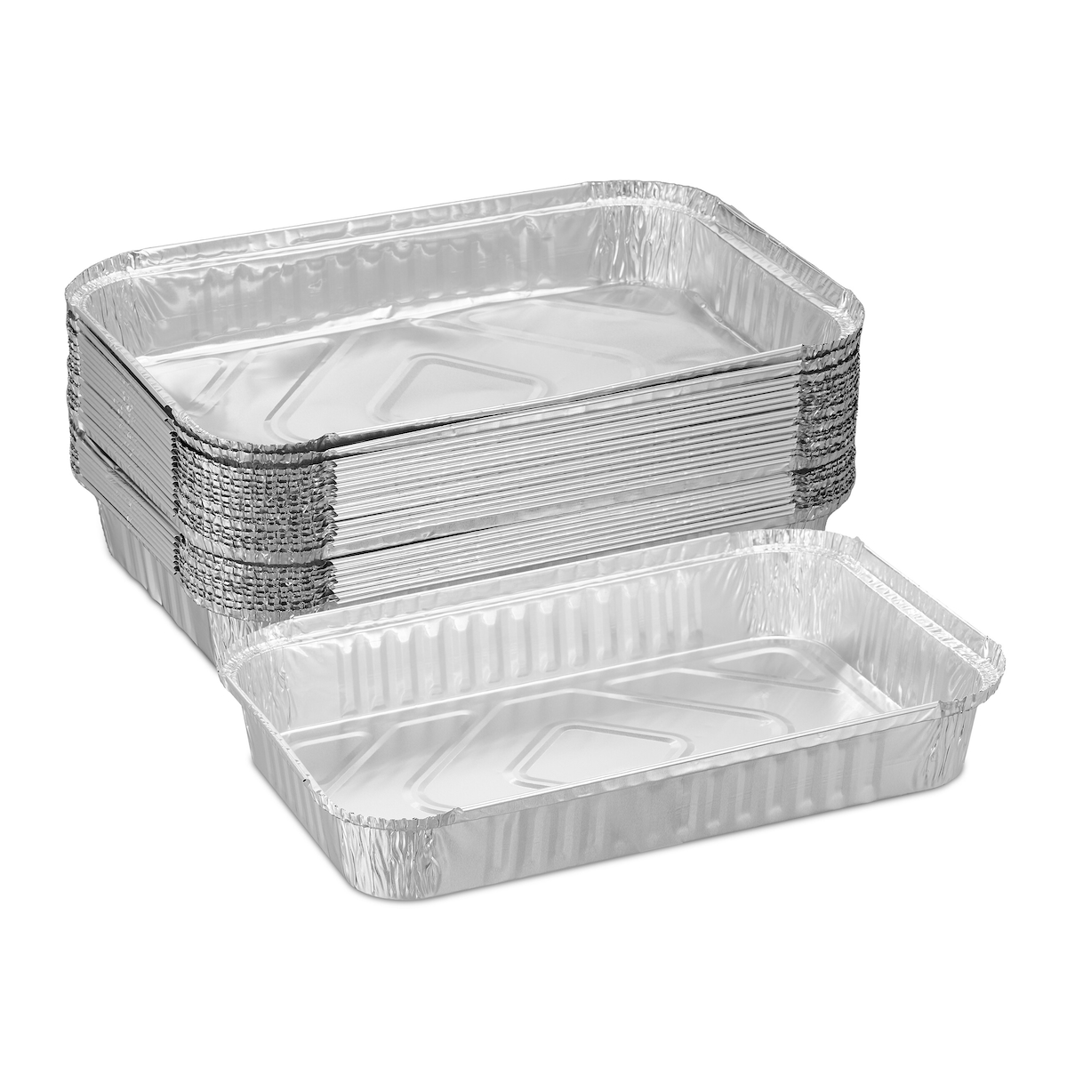 Relaxdays Aluschalen Grill, 25er Set, B x T: 31 x 21 cm, eckige Grillschalen, Tropfschalen indirektes Grillen, silber Image