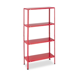Relaxdays Schwerlastregal, 2er Set, Traglast 160 kg, 4 Ebenen, HBT 147,5x75,5x30,5 cm, Keller & Garage, Metallregal, rot Image