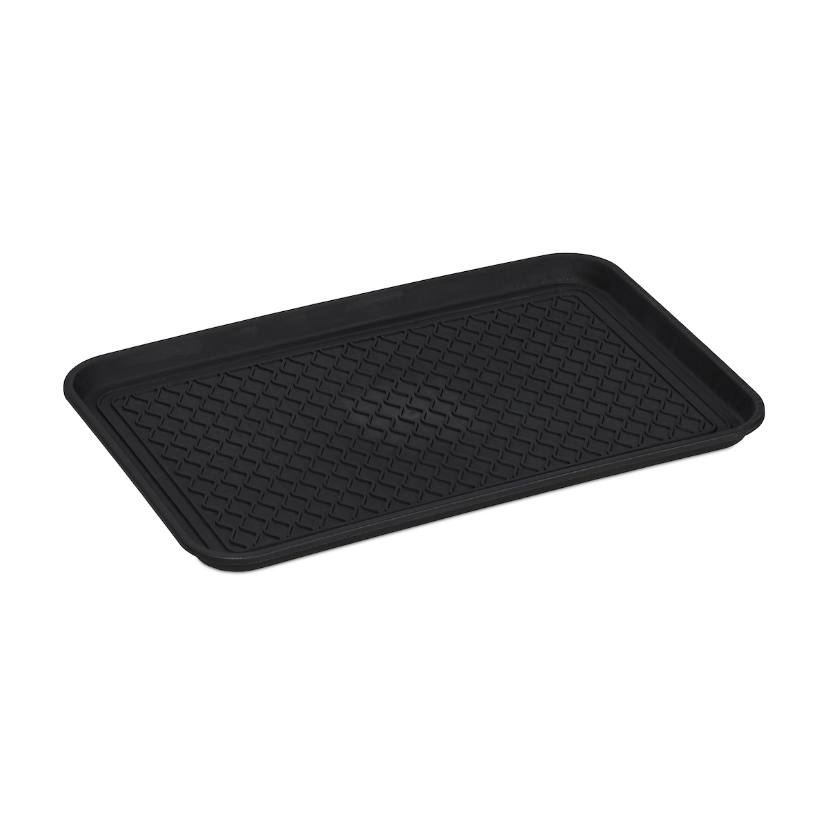 Relaxdays Schuhabtropfschale groß, mit Profil, für Flur, Schrank, Auto, Schuhwanne gegen Schmutz HBT 3x60x40 cm, schwarz Image