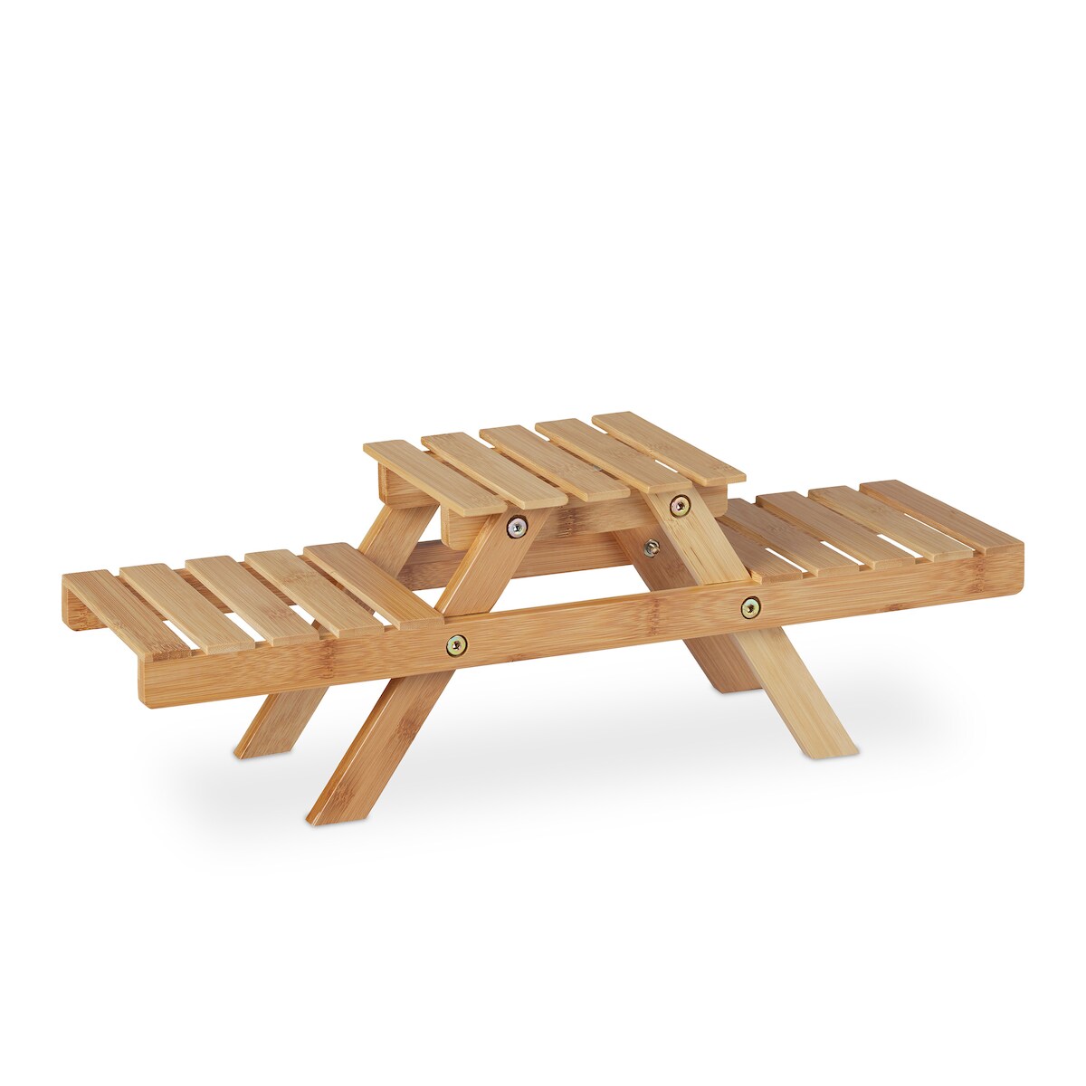 Relaxdays Blumentreppe, mit 3 Ablagen, für die Fensterbank, aus Bambus, Pflanzenregal, HBT: 17 x 51,5 x 15 cm, natur Image