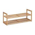 Relaxdays Schuhregal Bambus stapelbar, Schuhablage mit 2 Ebenen, bis 6 Paar Schuhe, Flur, HBT 29,5 x 72,5 x 27 cm, natur