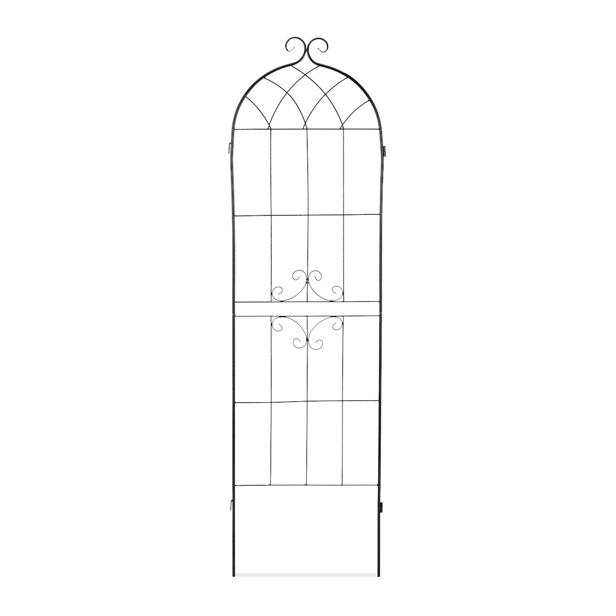 Relaxdays Rankgitter, 2er Set, Rankhilfe für Kletterpflanzen, HxB 180x50 cm, Steckverbindung, Ornamente, Eisen, schwarz Image