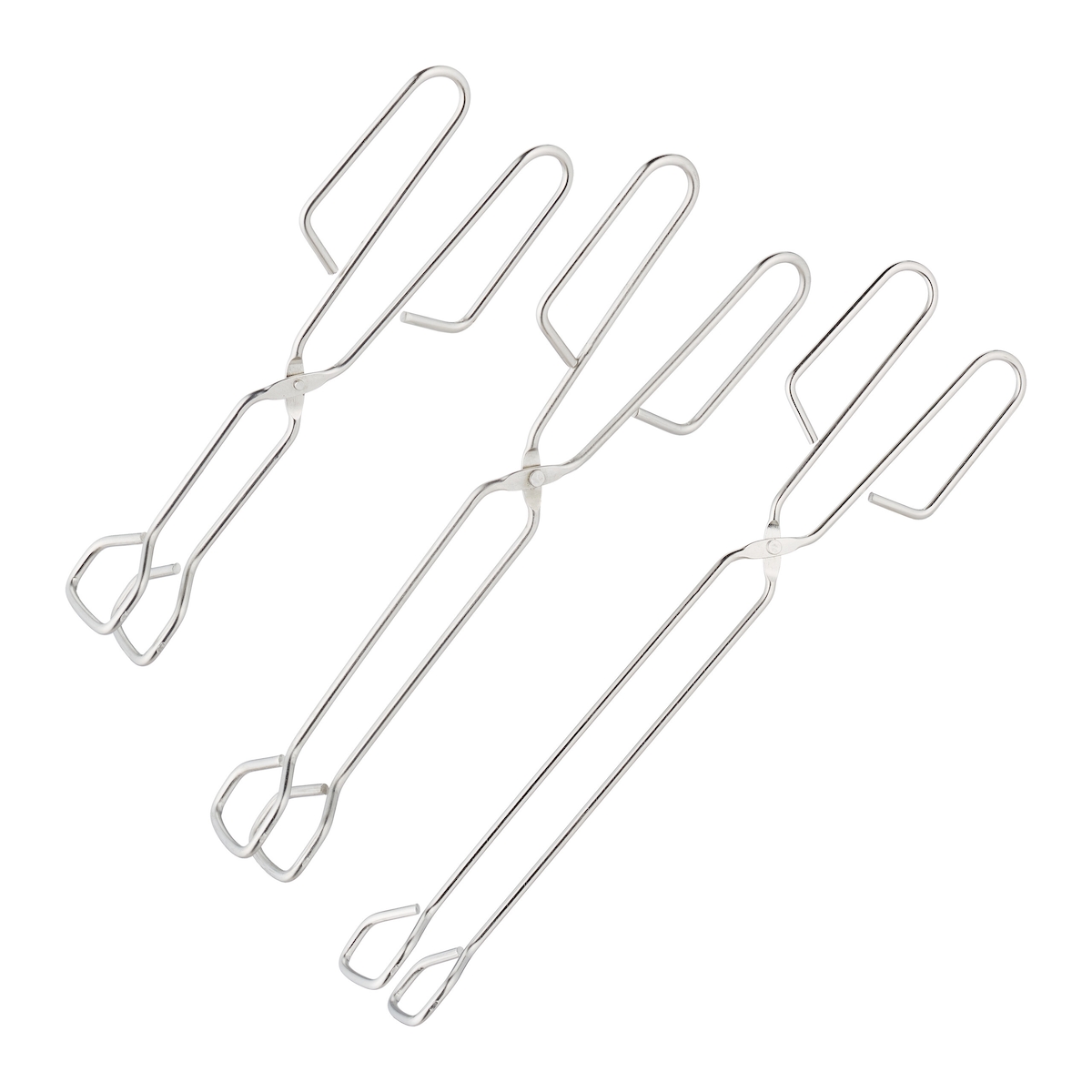 Relaxdays Grillzange 3er Set, rostfreier Edelstahl, Scherenzange für Grill & Küche, Zangenlänge 24, 30 & 38 cm, silber Image