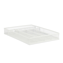 Relaxdays Besteckkasten Metall, Schubladenorganizer für Küchenbesteck, 6 Fächer, Mesh Optik, HBT 5,5 x 29 x 41 cm, weiß
