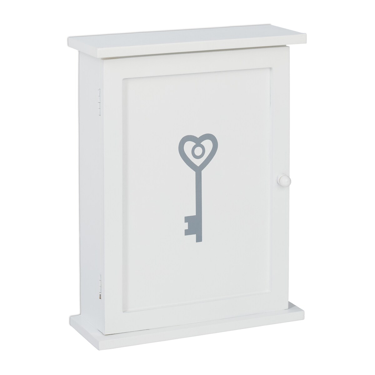 Relaxdays Schlüsselkasten Holz, Schlüssel-Aufdruck, Landhausstil, zum Aufhängen, Schrank HxBxT 29 x 22 x 8 cm, weiß Image