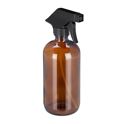 Relaxdays Sprühflasche Glas, 2x 500 ml, Set, nachfüllbar, Nebel & Strahl, Haarpflege, Reinigung, Zerstäuber, leer, braun