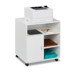 Relaxdays Rollcontainer mit 5 Fächern & Tür, Büro Beistellcontainer, mit Rollen, Büroschrank, HBT: 66,5x60x50 cm, weiß Image