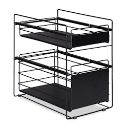 Relaxdays Schubladenregal, mit 2 Körben, Unterschrank Organizer, Küche und Bad, Korbauszug, HBT 39,5x25x40,5 cm, schwarz Image