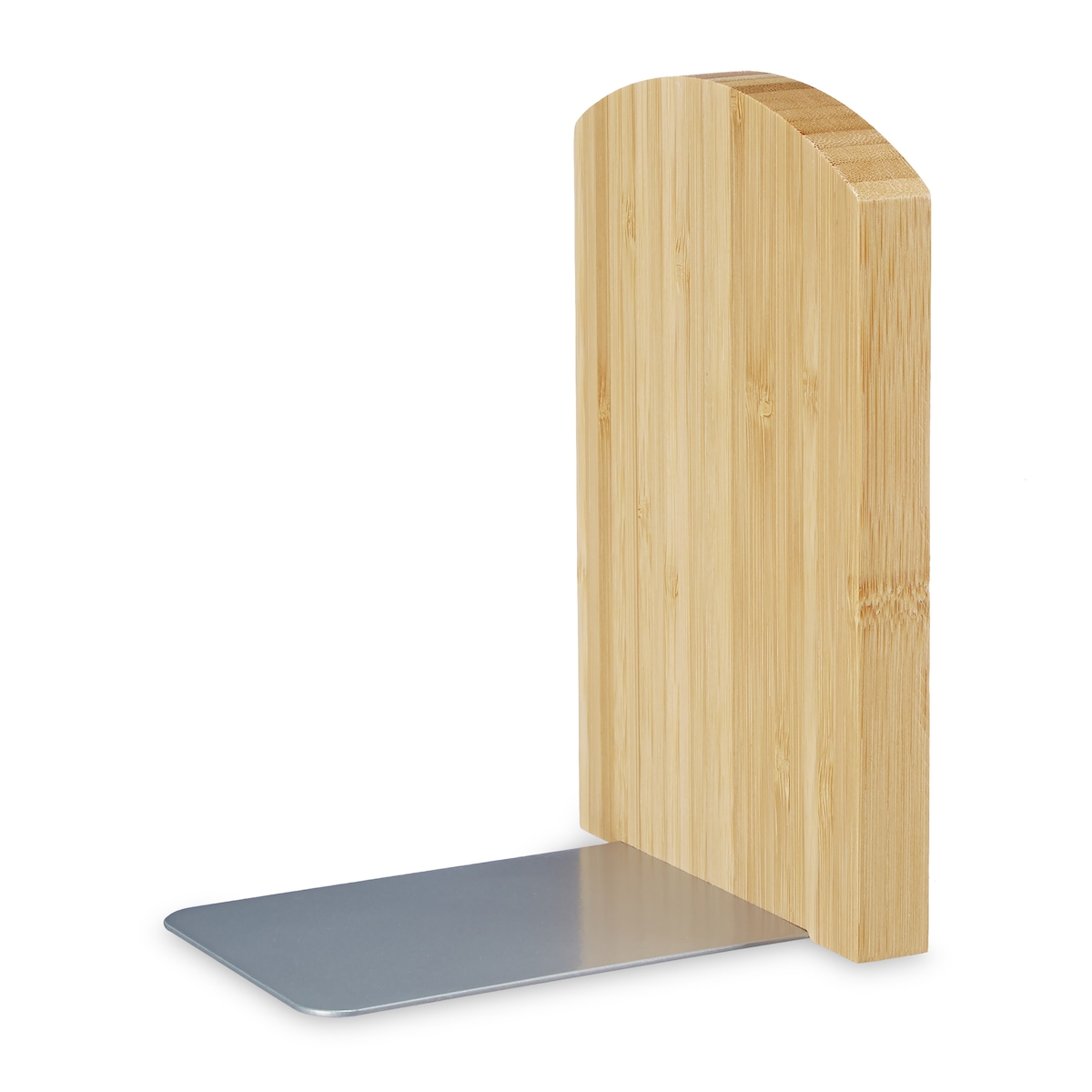 Relaxdays Buchstütze 2teilig, Buchtrenner für CDs, DVDs u. Bücher, Buchwinkel aus Bambus, HBT: 17x11,5x12,5 cm, natur Image