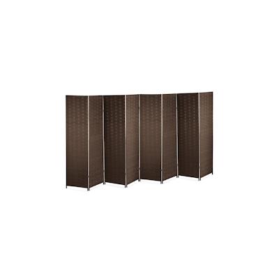 Relaxdays Paravent Raumteiler, HxB: 170x320 cm, faltbarer Raumtrenner, 8-teiliger Sichtschutz, Holz & Papierseil, braun Image