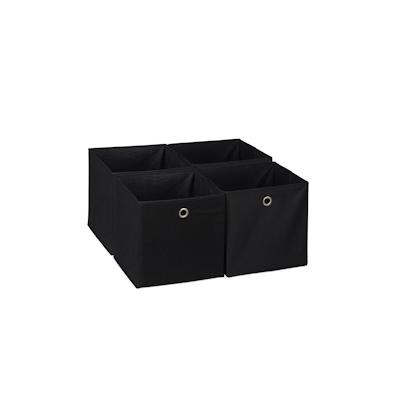 Relaxdays Aufbewahrungsbox 4er Set, faltbare Regalboxen, HBT 30 x 30 x 30 cm, Grifflöcher, Faltboxen für Regale, schwarz Image
