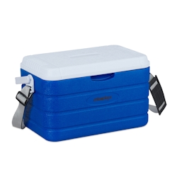 Relaxdays Kühlbox 10 l, Kühlkiste für unterwegs, Tragegurt & Griff, ohne Strom, Isolierbox HBT 22,5 x 37,5 x 23 cm, blau Image