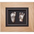 Baby Casting Kit, 6x5" Solid Oak 3D Shadow Box Display Frame/Black Mount/Metallic Silver Paint by BabyRice