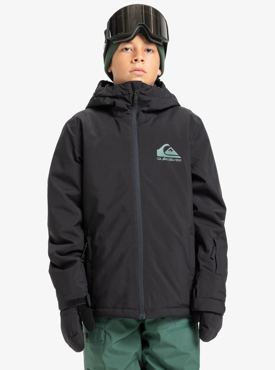 Skijacke QUIKSILVER "MISHORT SLEEVEION YOUTH JK", Kinder, Gr. 12 (146/152), schwarz (true schwarz), Obermaterial: 100% Polyester, Jacken Image
