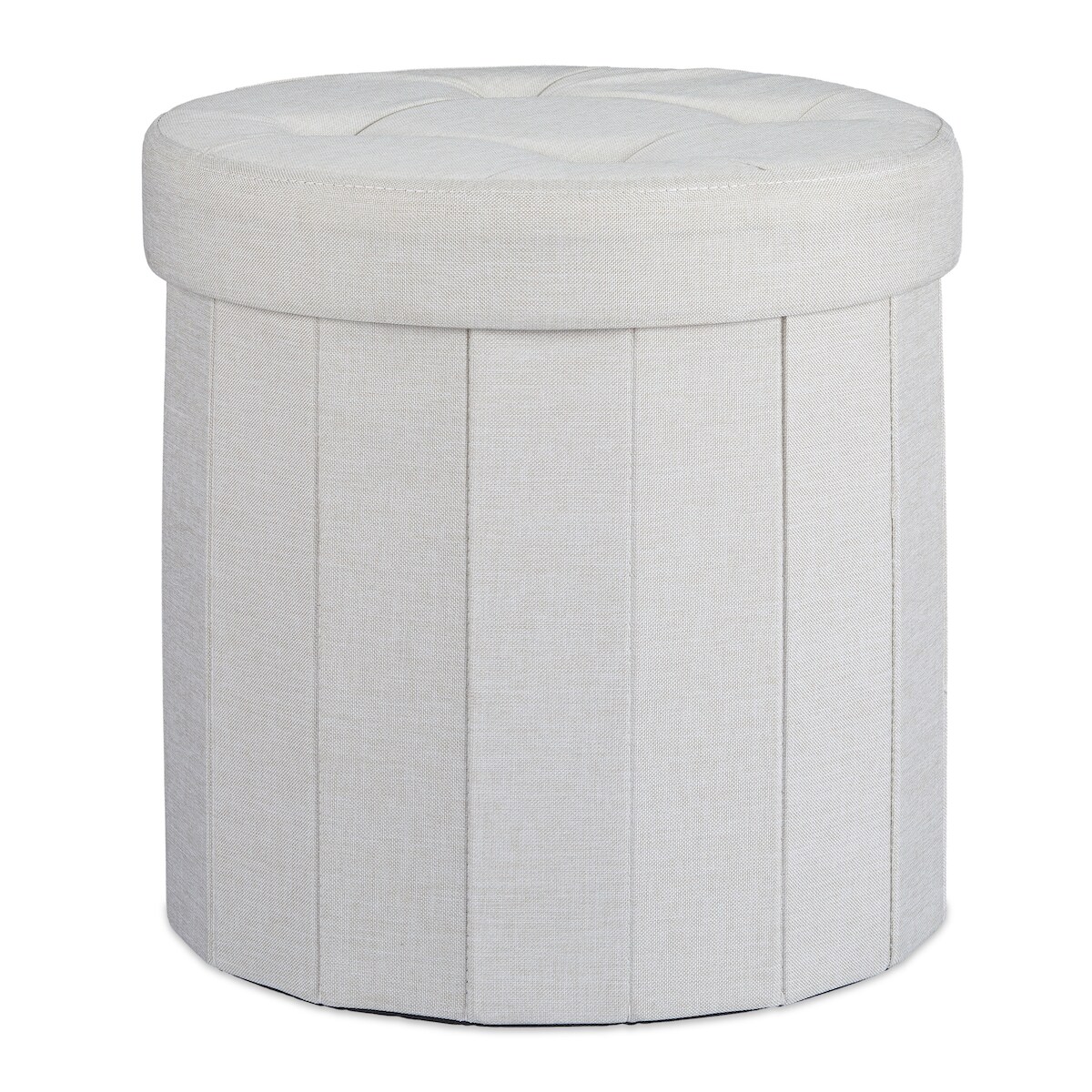 Relaxdays Sitzhocker mit Stauraum Größe M, runder Fußhocker mit Deckel, Polsterhocker faltbar, HBT: 38x38x38 cm, creme Image