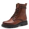 Schnürstiefelette TAMARIS, Damen, Gr. 42, braun (cognac), Leder, Lederimitat, unifarben, used, casual, Schuhe, Blockabsatz, Schnürboots mit schaftumwickelnenden Schnürsenkeln