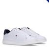 Sneaker TOMMY HILFIGER, Kinder, Gr. 32, weiß (weiß, blau), Lederimitat, modisch, Schuhe, Konfirmationsschuh, Kommunionsschuh mit Logoverzierung