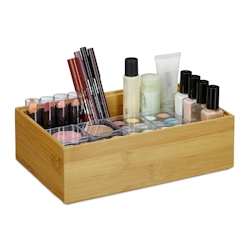 Relaxdays Ordnungsbox Bambus, stapelbar, natürliche Optik, Aufbewahrungsbox Küche, Bad, HxBxT: 7 x 23 x 15 cm, natur Image