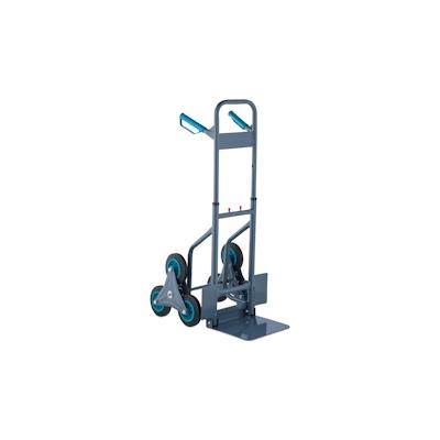 Relaxdays Treppensackkarre, klappbare Treppenkarre, bis 200 kg, Sackkarre Treppensteiger, höhenverstellbar, grau/blau Image