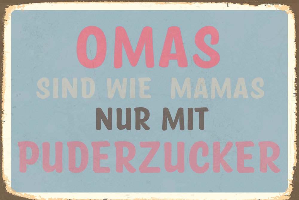 Metallbild QUEENCE "Puderzucker V", rosa (farbe bild(er): rosa), B:45cm H:30cm, Metall, Stahl, Bilder, Stahlschild, Blechschild, Sprüche, Texte, witzig, Oma, Mama Image