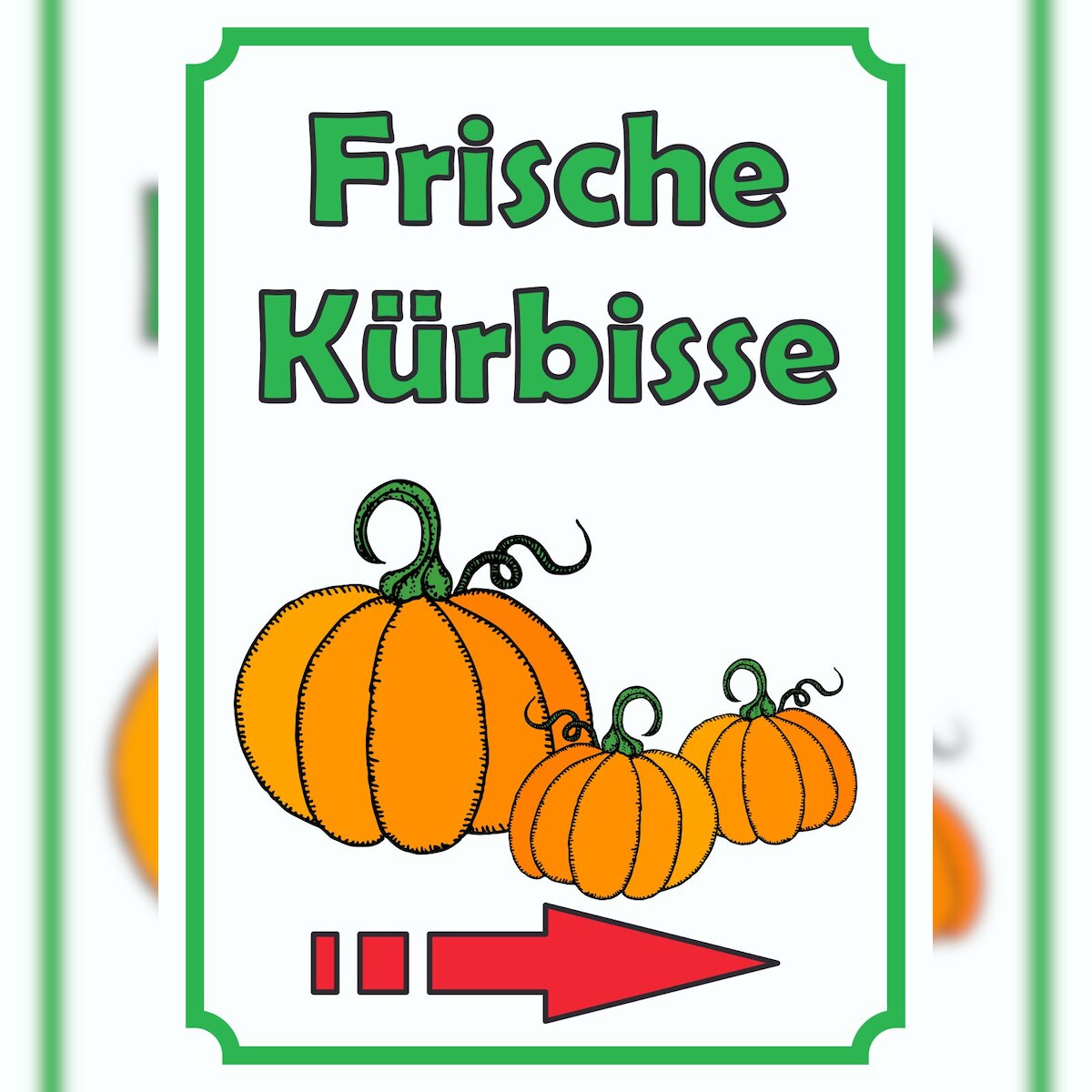 HB-Druck Verkaufsschild Schild Kürbis Hochkant mit Pfeil rechts A1 (594x841mm) Image