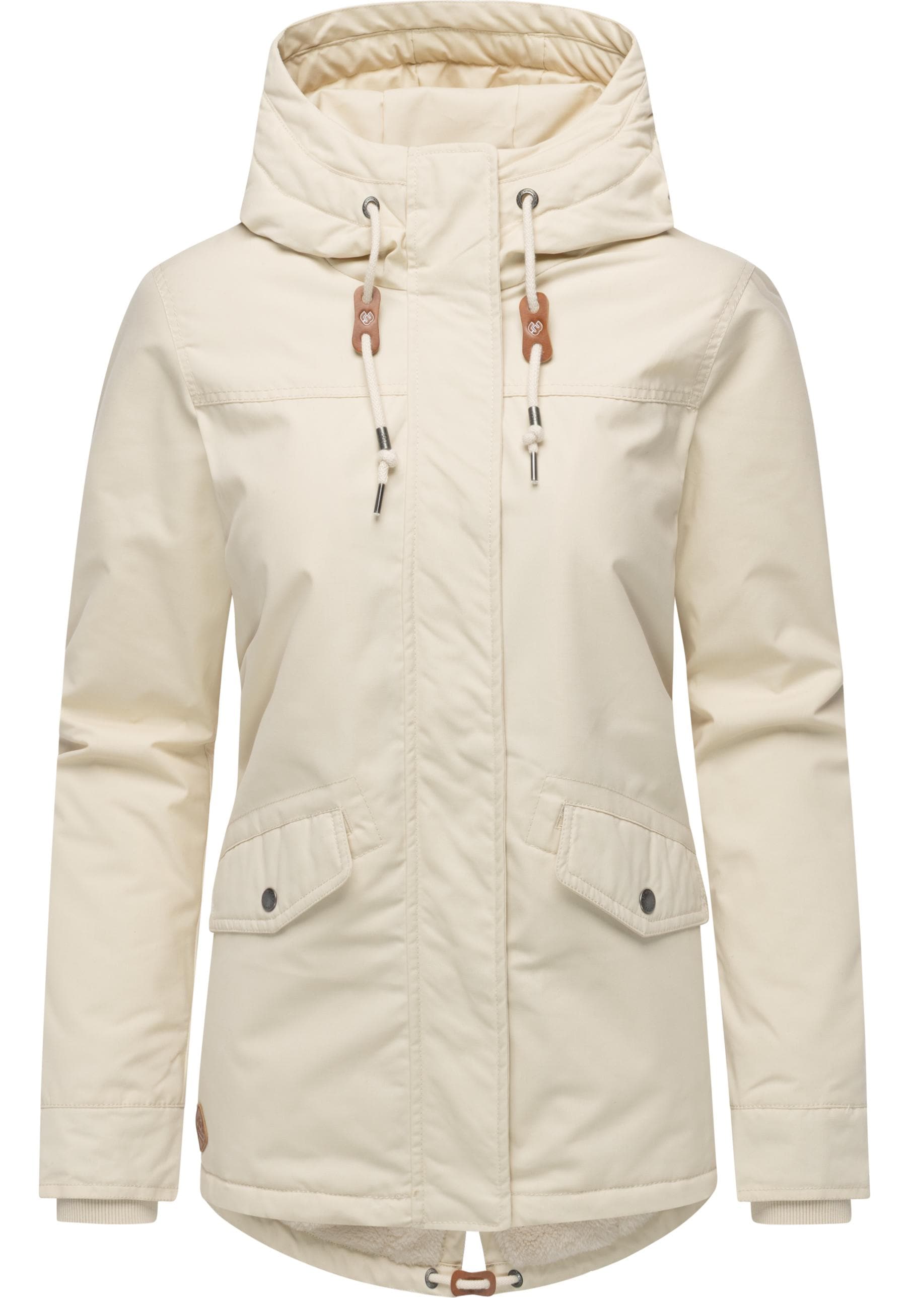 Winterjacke RAGWEAR "Parkker Warm YOUMODO", Damen, Gr. XS (34), beige, Obermaterial: 65% Polyester, 35% Baumwolle; Innenfutter: 100% Polyester; Wattierung: 100% Polyester, figurumspielend Po-bedeckend, hoch geschlossener Ausschnitt, eng...