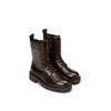 Schnürstiefelette MARC O'POLO "PHIA", Damen, Gr. 38, braun (dunkelbraun), Glattleder, unifarben, modisch, Schuhe, Schnürboots, Blockabsatz, mit Anziehlasche