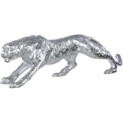 Tierfigur CASABLANCA BY GILDE "Figur Gepard silberfarben H. 20 cm", silber (silberfarben), B:80cm H:20cm T:22cm, Kunstharz, Dekofiguren Image