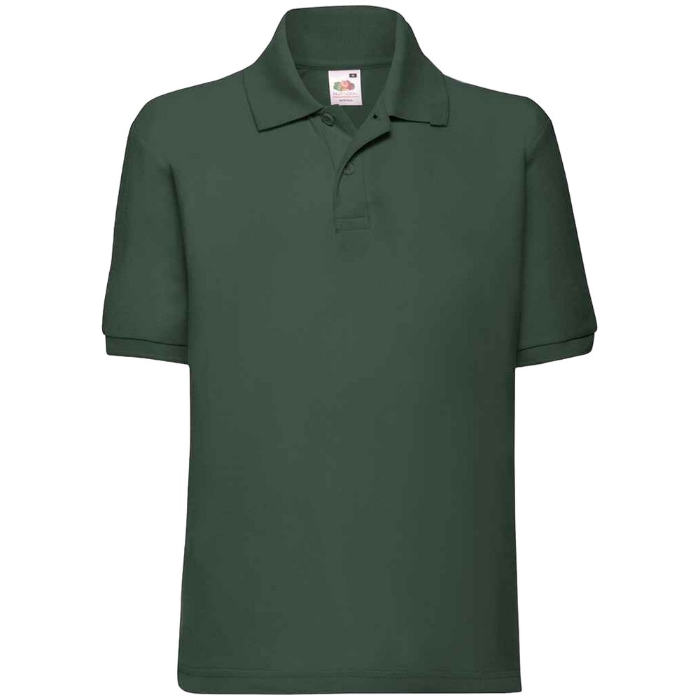 Fruit of the Loom Kinder Poly/Baumwolle Pique Polo Shirt (Flaschengrün) Image