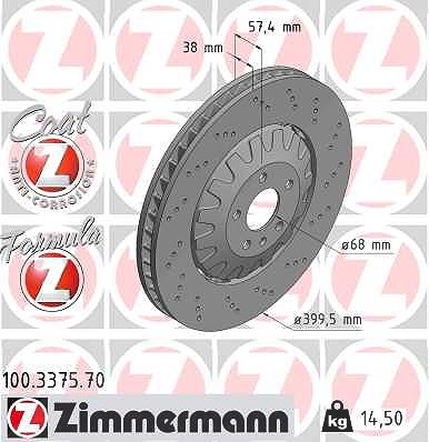 Zimmermann 1x Bremsscheibe [Hersteller-Nr. 100.3375.70] für Audi, VW Image