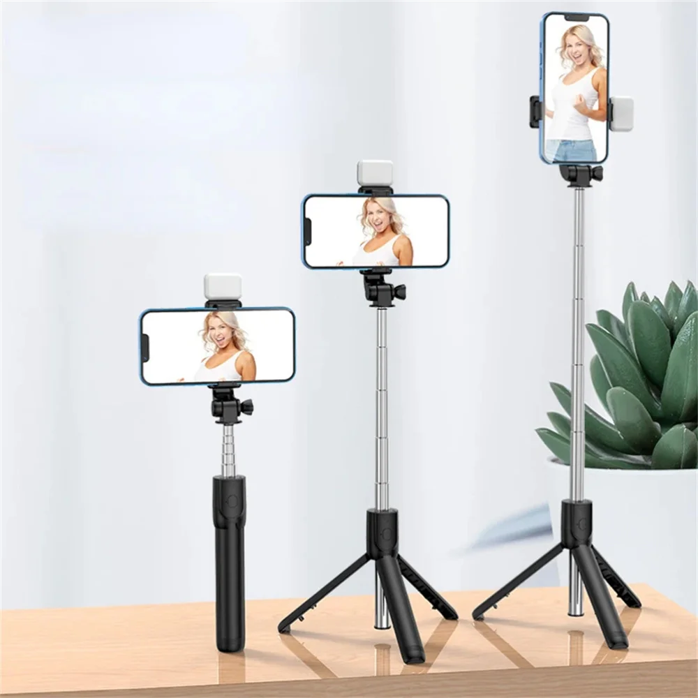 Trépied Portable sans fil Bluetooth pour perche à Selfie, trépied multifonctionnel avec obturateur à distance sans fil pour téléphone IOS et Android