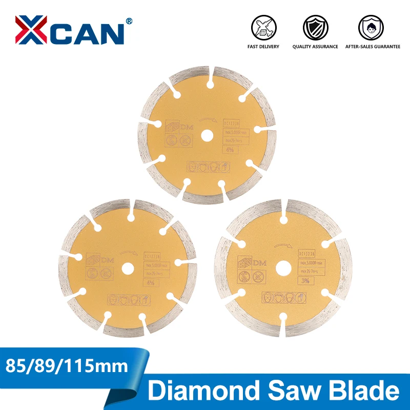 XCAN 1 Stück 85/89/115 mm Diamant-Trocken-Trennscheibe, Bohrung 10/15 mm, Granit, Marmor, Beton, Keramik, Schneidklinge, Kreissägeblatt Image
